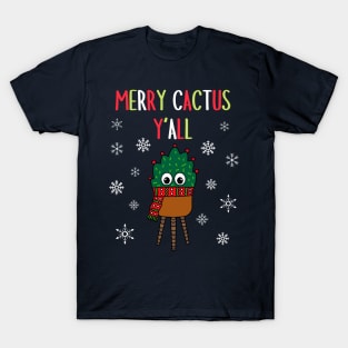 Merry Cactus Y'all - Christmas Cactus With Scarf T-Shirt